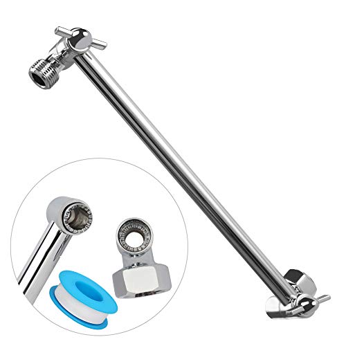 ShowerMaxx, 10 Inches Stainless Steel Adjustable Shower Arm Extender, Adjustable Height and Angle For Fixed, Rain, Handheld Shower Heads, Universal NPT 1/2 inch Connector