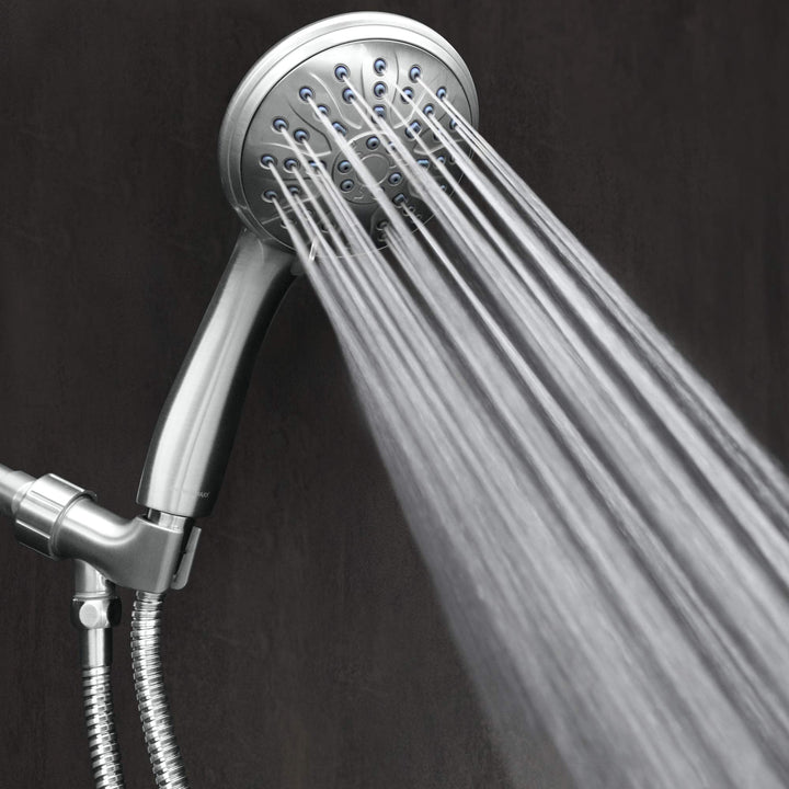 ShowerMaxx, Luxury Spa Series, 3 Spray Settings 4 inch Hand Held Shower Head with Extra Long Stainless Steel Hose, Easy-to-Remove Flow Restrictor to MAXX-imize Your Shower